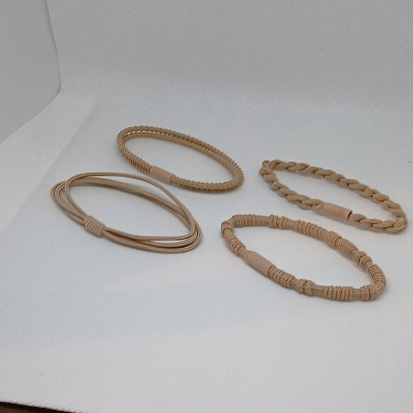 NWOT Set of 4 Tan Adjustable Braided Cloth/String Bracelets Jewelry Acc #10 - Picture 9 of 11